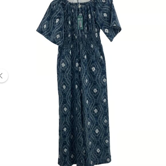 Earthbound Trading Co. Batik Blue Jumpsuit Size M - Picture 2 of 5